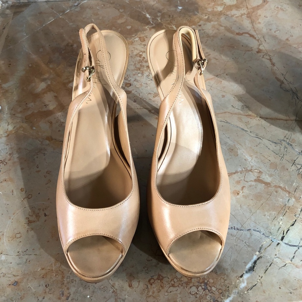 New Cole Haan Nude Leather Slingback Heels